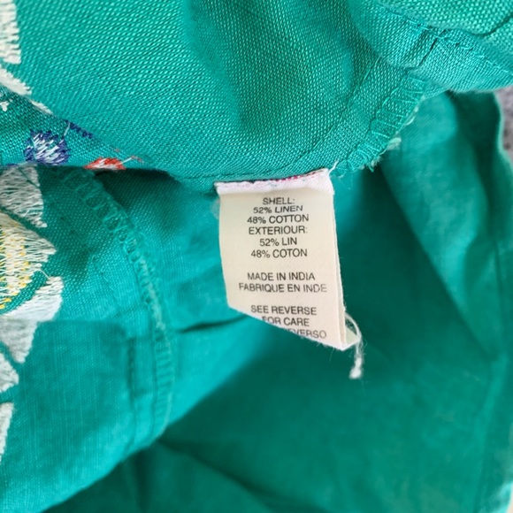 Free People Turquoise Linen Embroidered Dress Size 2 - Picture 6 of 6
